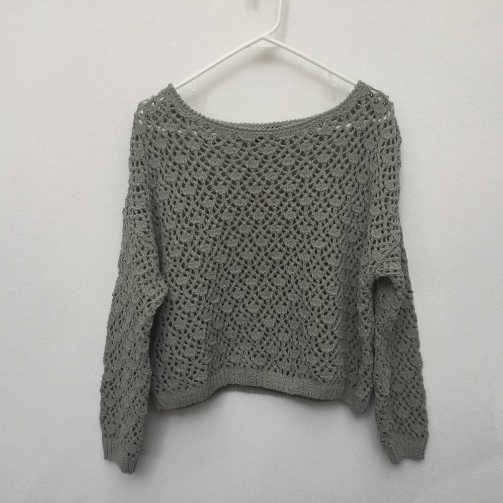 Moon and Madison Sage Green Chunky Knit Cropped Sweater Size Large Fall, Winter